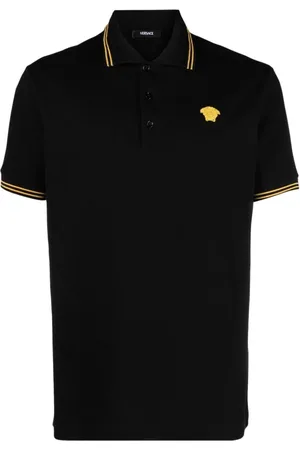 VERSACE Koszulki, Mężczyzna, Czarny, S, Bawełna, Koszulka Polo Meduza Czarna