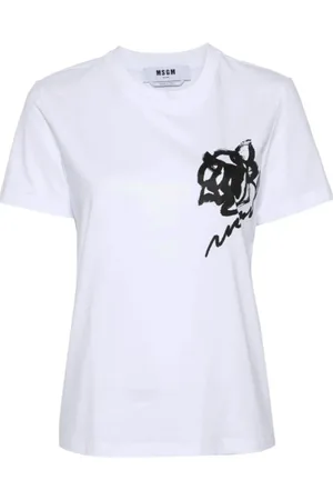 Msgm Koszulki, Kobieta, Biały, S, T-shirty i Polo