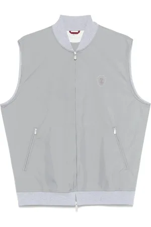 Brunello Cucinelli Kurtki, Mężczyzna, Szary, 3XL, Szara Bezrękawnik z Kołnierzem Baseballowym