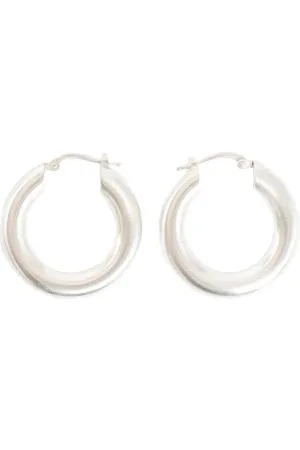 Jil Sander Akcesoria, Kobieta, Szary, ONE SIZE, Grube Srebrne Pętle Kolczyki Para