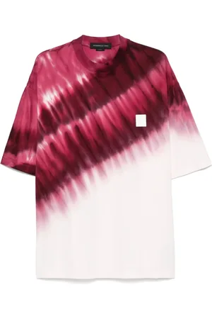 Federico Cina Koszulki, Mężczyzna, Różowy, M, Różowa Naszywka Crew Neck T-shirt