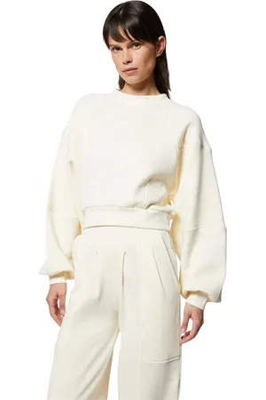 Silvian Heach Bluzy, Kobieta, Biały, XS, Bawełna, Przycięty sweter z szerokimi rękawami