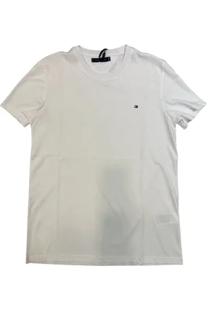 Tommy Hilfiger Koszulki, Mężczyzna, Biały, XL, T-shirt Slim Fit z Bawełny z Haftowanym Logo