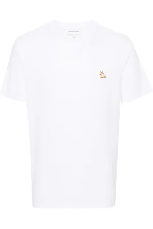 Maison Kitsuné Koszulki, Mężczyzna, Biały, L, Bawełna, Chillax Fox Patch Regular Tee Shirt
