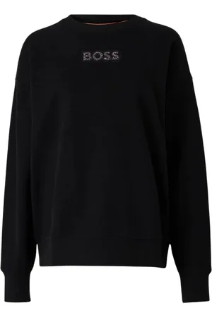 HUGO BOSS Bluzy, Kobieta, Czarny, S, Bawełna, Bluza Stone Badge