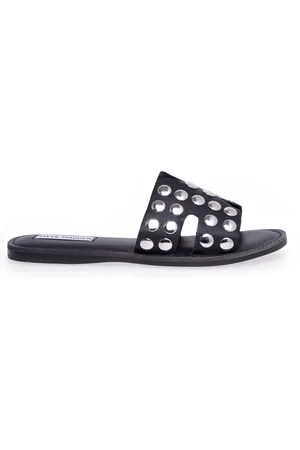 Steve Madden Buty, Kobieta, Czarny, 37 1/2 EU, Granatowe klapki z otwartym palcem w kropki