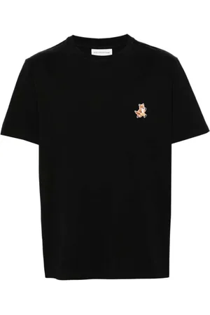 Maison Kitsuné Koszulki, Mężczyzna, Czarny, L, Bawełna, T-shirt z motywem lisa