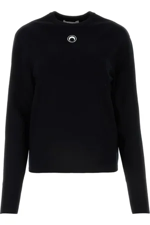 Marine Serre Swetry, Kobieta, Czarny, M, Maglia Round-neck Knitwear