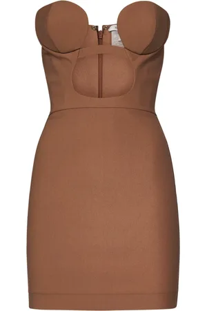 Nensi Dojaka Sukienki, Kobieta, brązowy, S, Brązowa Sukienka Elegancki Design Lekka Tkanina