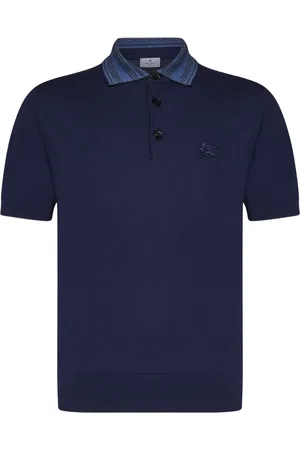 Etro Koszulki, Mężczyzna, Niebieski, M, Bawełna, Niebieski Polo z Haftem Logo
