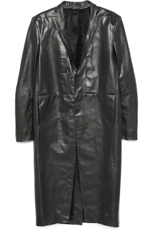 Rick Owens Płaszcze, Mężczyzna, Czarny, L, Czarny Płaszcz z Guzikami i Poduszki na Ramionach