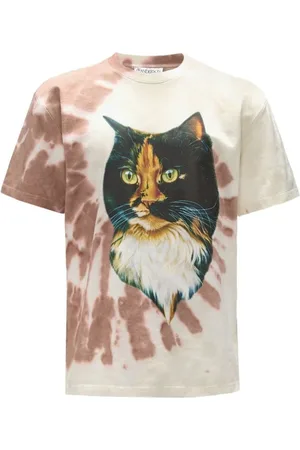 J.W.Anderson Koszulki, Mężczyzna, Wielobarwność, L, Biała koszulka z nadrukiem tie-dye