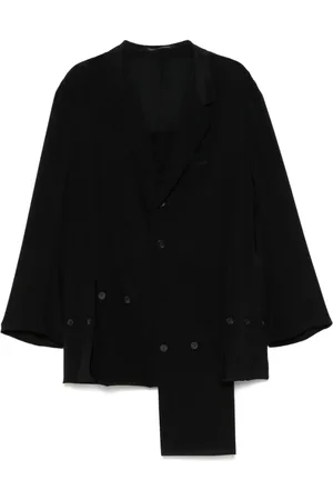 YOHJI YAMAMOTO Płaszcze, Mężczyzna, Czarny, L, Czarna Deconstructed Kurtka z Guzikami