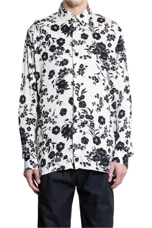 LANEUS Koszule, Mężczyzna, Biały, 2XL, Koszula w Kwiaty z Chambray