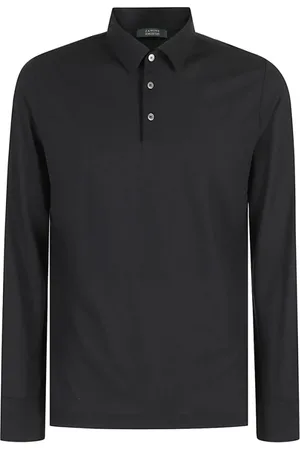 ZANONE Koszulki, Mężczyzna, Czarny, 2XL, Czarny Bawełniany Sweter z Guzikami