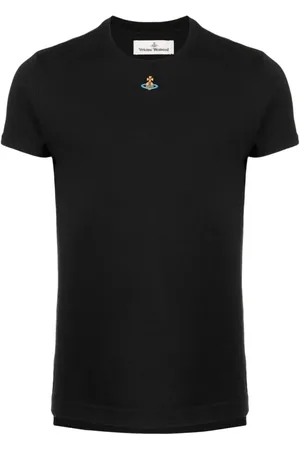 Vivienne Westwood Koszulki, Kobieta, Czarny, L, Czarna koszulka z haftowanym motywem Orb