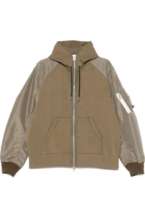 SACAI Bluzy, Mężczyzna, Zielony, M, Oliwkowy Bluza z Kapturem i Zamkiem