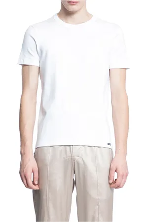 Tom Ford Koszulki, Mężczyzna, Biały, S, T-Shirt z Okrągłym Dekoltem i Logo