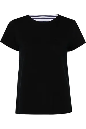 SACAI Koszulki, Kobieta, Niebieski, L, Paski Crew Neck Bawełniany T-shirt