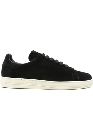 Tom Ford Buty, Mężczyzna, Czarny, 40 1/2 EU, Skóra, Sznurowane sneakersy z logo na pięcie