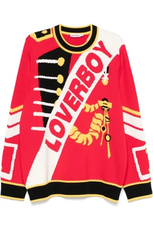 Charles Jeffrey Loverboy Swetry, Mężczyzna, Wielobarwność, L, Czerwony Sweter z Dekoltem Crew Trompe L