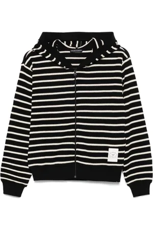 Emporio Armani Bluzy, Kobieta, Czarny, M, Czarny Sweter z Zamkiem i Naszywką