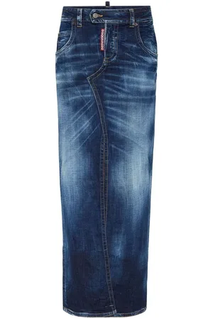 Dsquared2 Spódnice, Kobieta, Niebieski, S, Bawełna, Granatowa spódnica jeansowa