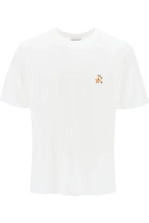 Maison Kitsuné Koszulki, Mężczyzna, Biały, XL, Bawełna, Komfortowy T-shirt Speedy Fox Patch
