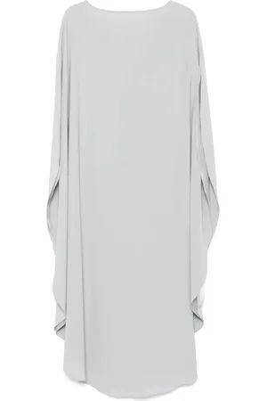 GIANLUCA CAPANNOLO Sukienki, Kobieta, Szary, M, Elegant V-Neck Draped Sleeve Dress
