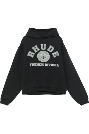 Rhude Bluzy, Mężczyzna, Czarny, M, Czarny Sweter z Logo i Kieszenią