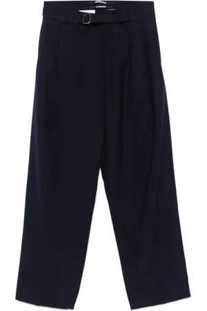 Jacquemus Spodnie, Mężczyzna, Niebieski, XL, Granatowe Spodnie z Paskiem