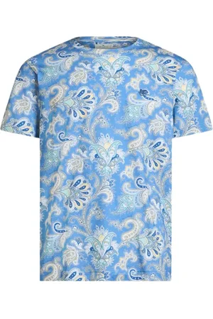Etro Koszulki, Mężczyzna, Niebieski, M, Bawełna, T-shirt z okrągłym dekoltem