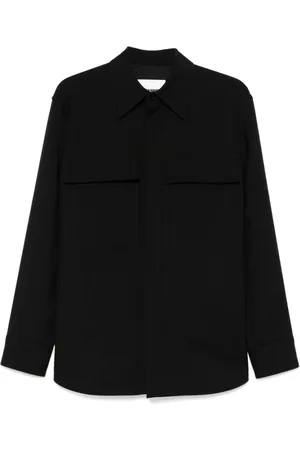 Jil Sander Koszule, Mężczyzna, Czarny, M, Czarna koszula zapinana na guziki z kieszeniami