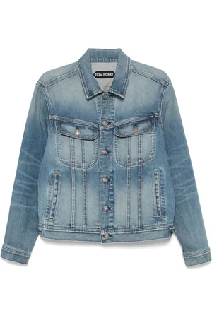 Tom Ford Kurtki, Mężczyzna, Niebieski, XL, Denim, Cerulean Denim Kurtka Guziki Kieszenie