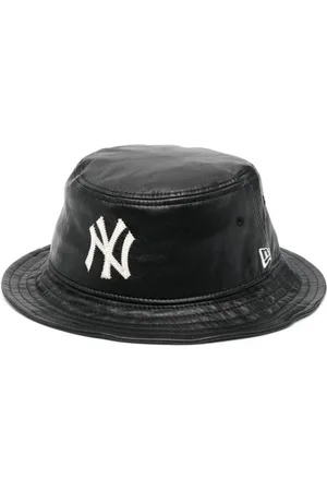 New Era Akcesoria, Mężczyzna, Czarny, M, Wyszywany Logo Skórzany Kapelusz