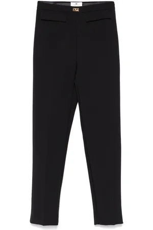 Elisabetta Franchi Spodnie, Kobieta, Czarny, M, Czarne spodnie cropped z bocznym zamkiem