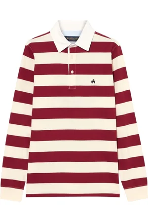 Brooks Brothers Koszulki, Mężczyzna, Czerwony, M, Bawełna, Polo Rugby w paski z dżerseju