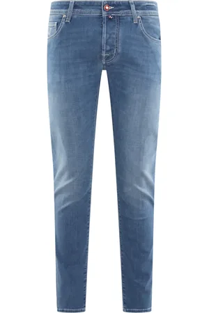 Jacob Cohen Jeansy, Mężczyzna, Niebieski, W33, Super Slim Fit Spodnie Męskie