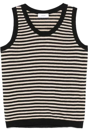 LARDINI Koszulki, Mężczyzna, Beżowy, M, Czarna Bezrękawnik z Dekoltem Typu Scoop Neck