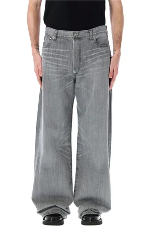 JUNYA WATANABE Jeansy, Mężczyzna, Szary, M, Denim, Szare Oversized Jeansy z szeroką nogawką
