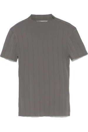 REMAIN Birger Christensen Koszulki, Kobieta, Szary, M, T-shirt z krótkim rękawem i stójką