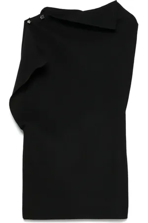 Jacquemus Sukienki, Kobieta, Czarny, XS, Czarna Asymetryczna Sukienka z Dekoltem