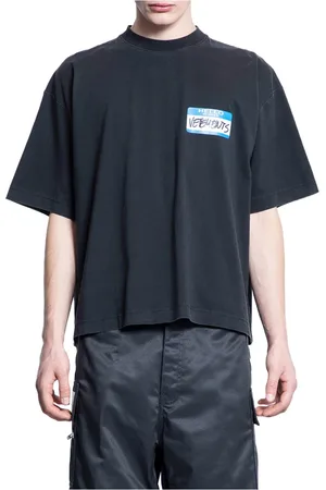 Vetements Koszulki, Mężczyzna, Czarny, L, Koszulka Cropped Boxy z naklejką