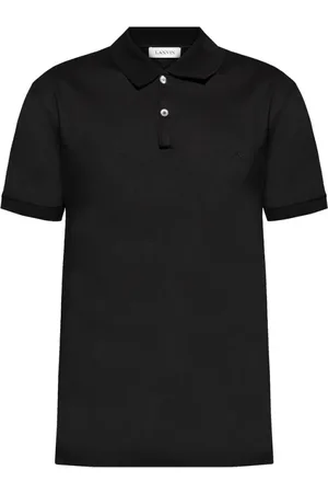 Lanvin Koszulki, Mężczyzna, Czarny, XL, Bawełna, Zapinany na guziki sweter z krótkim rękawem