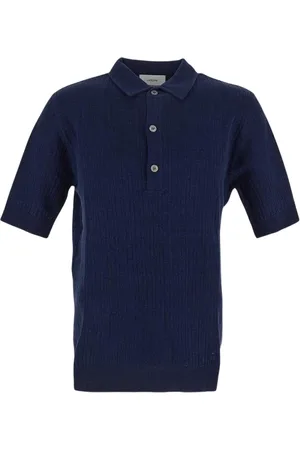 LARDINI Koszulki, Mężczyzna, Niebieski, XL, Koszulka polo z drobnej dzianiny