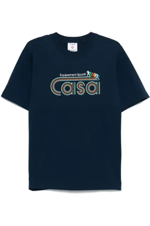 Casablanca Koszulki, Mężczyzna, Niebieski, S, Bawełna, T-shirt z okrągłym dekoltem