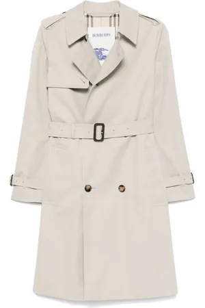Burberry Płaszcze, Kobieta, Szary, S, Bawełna, Szary płaszcz przeciwdeszczowy z odpinanym paskiem