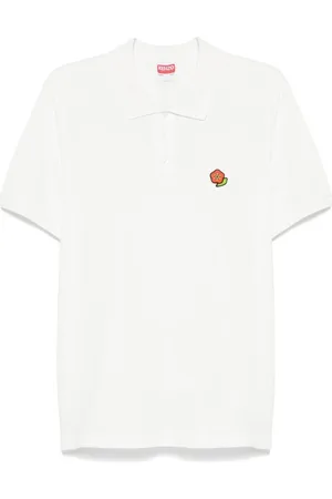 Kenzo Koszulki, Mężczyzna, Biały, M, Bawełna, Biały sweter polo z haftowanym logo