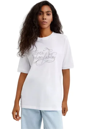 Nina Ricci Koszulki, Kobieta, Biały, S, Bawełna, T-shirt `Merci, How Fabulous`
