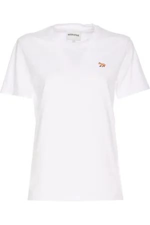 Maison Kitsuné Koszulki, Kobieta, Biały, M, Biała koszulka z naszywką liska